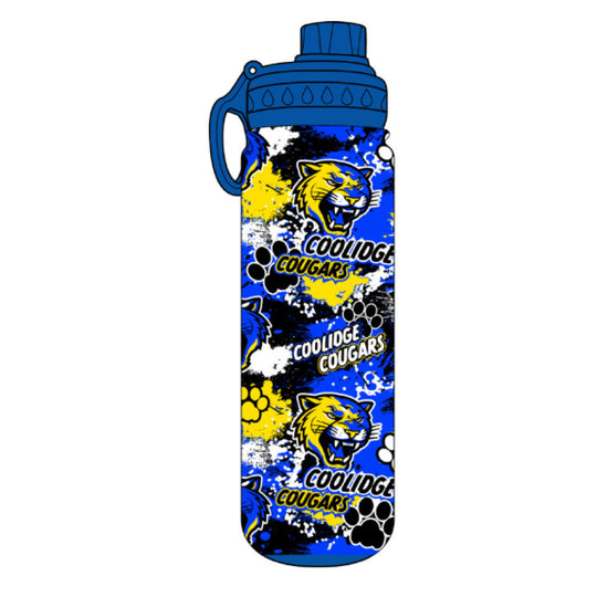 Coolidge Cougars Splatter 24 oz Stainless Steel Water Bottle