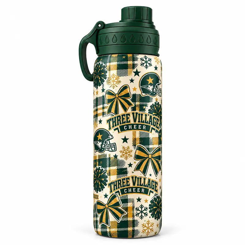 Three Village Patriots Cheer Holiday 24 oz Stainless Steel Water Bottle
