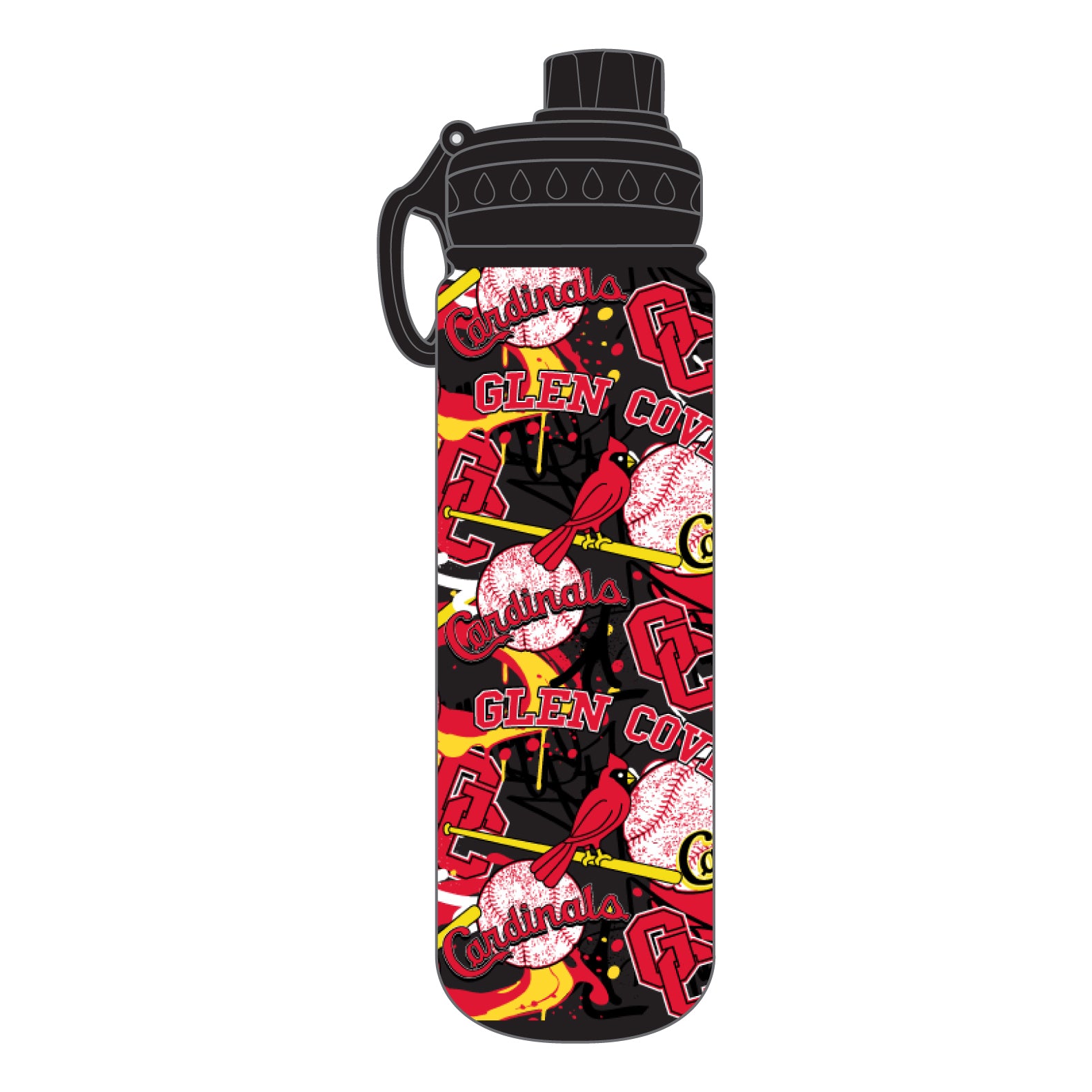Glen Cove Cardinals Baseball 24oz Stainless Steel Water Bottle