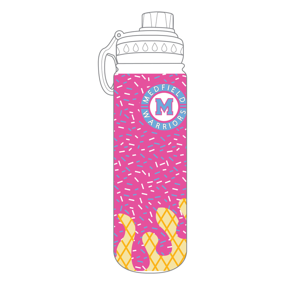 Medfield Warriors Ice Cream Drip 24oz Stainless Steel Water Bottle - 2 colors!