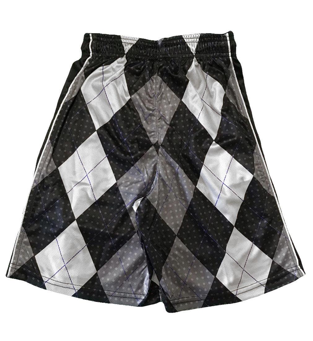 Mens Black & Silver Argyle Short