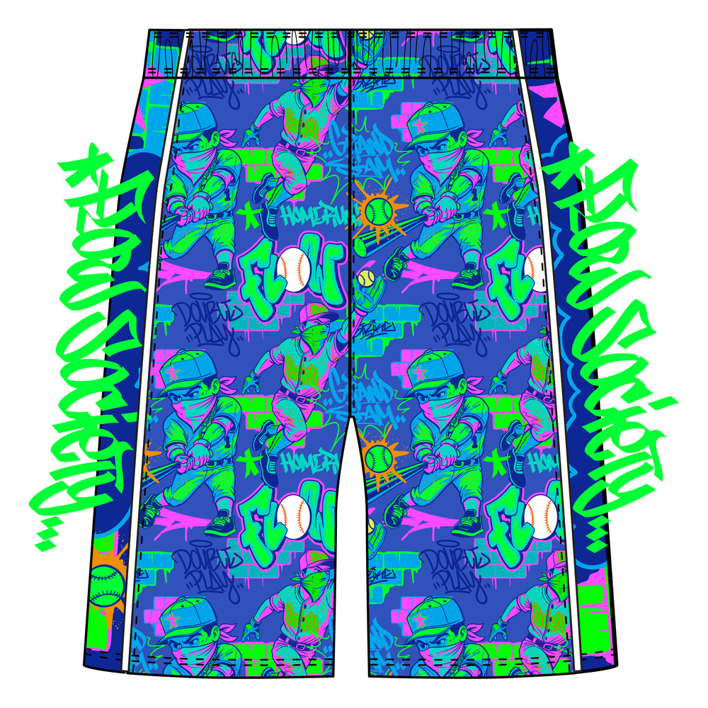 Boys Graffiti Baseball Homerun Short