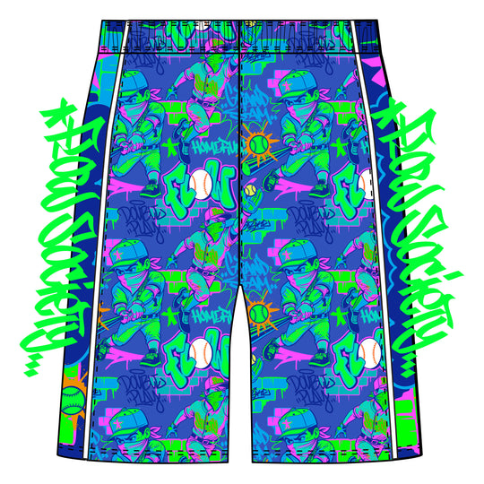Boys Graffiti Baseball Homerun Short