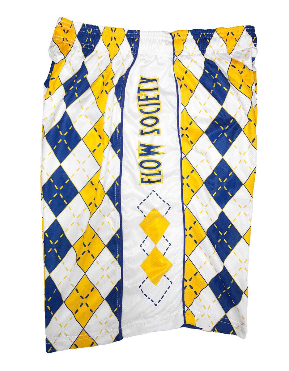 Mens Blue & Gold Argyle Shorts