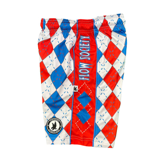 Mens Red, White & Blue Argyle Attack Short