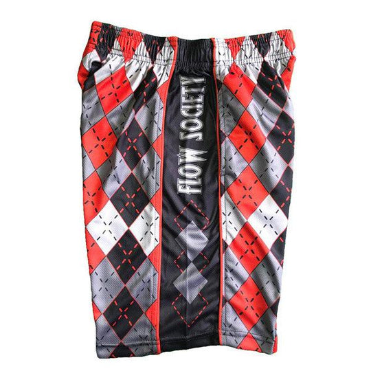 Mens Red & Grey Argyle Attack Short