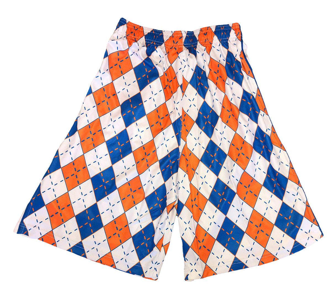 Mens Orange & Blue Argyle Shorts