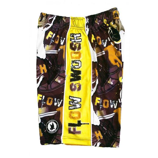 Boys Flow Swoosh Maroon & Yellow Attack Short