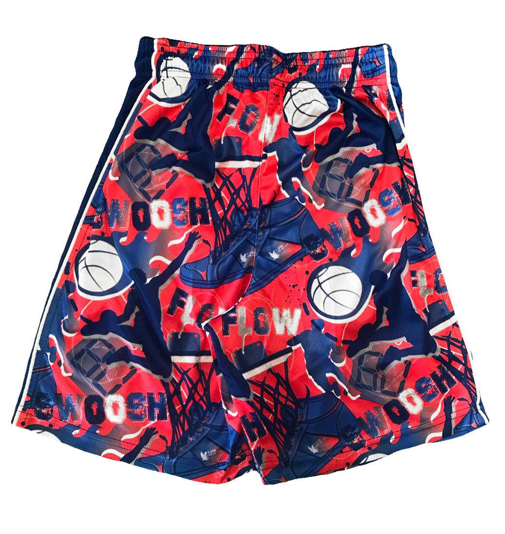 Boys Flow Swoosh Blue & Red Attack Short