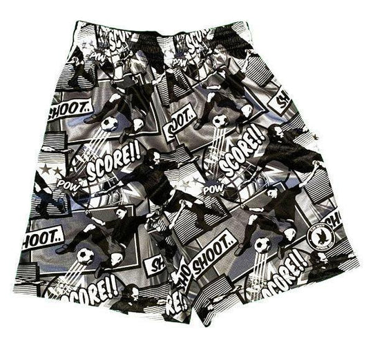 Mens Black and Silver Comic Soccer Attack Short