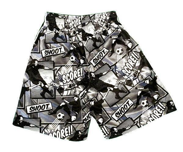 Mens Black and Silver Comic Soccer Attack Short