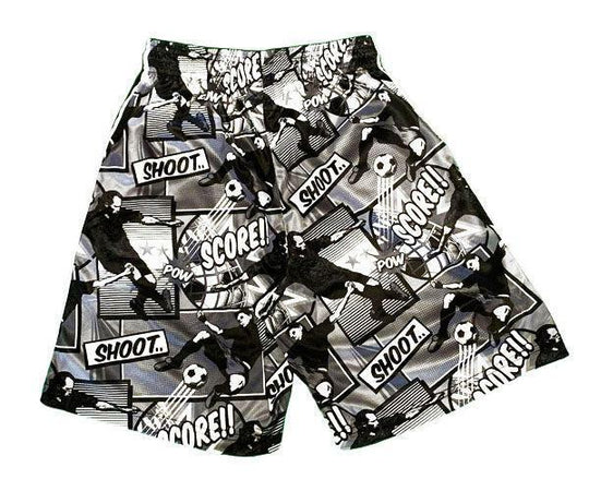 Mens Black and Silver Comic Soccer Attack Short