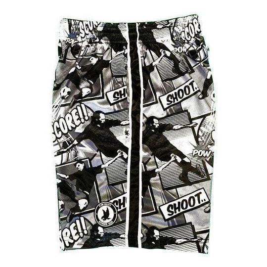 Mens Black and Silver Comic Soccer Attack Short