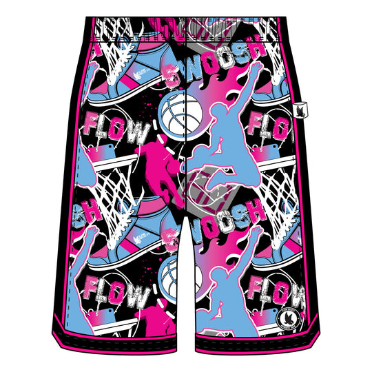 Boys Flow Neon Swoosh Basketball Trim Short