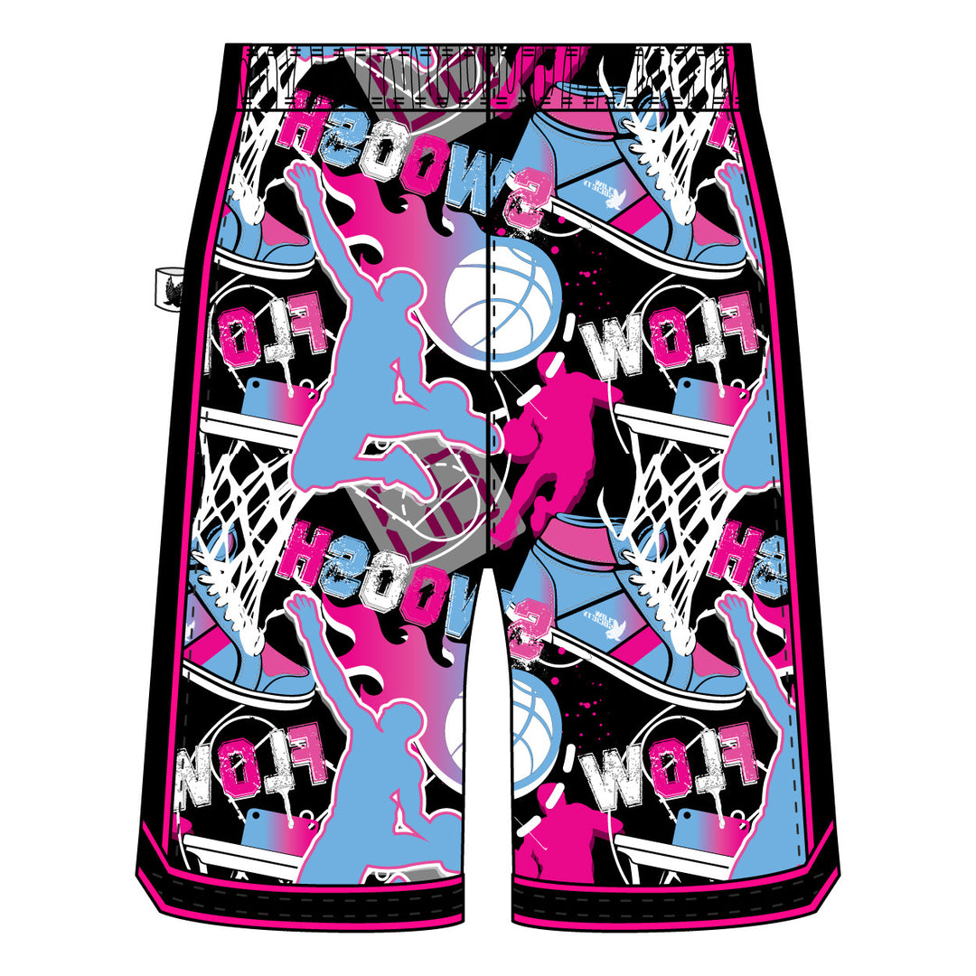 Boys Flow Neon Swoosh Basketball Trim Short