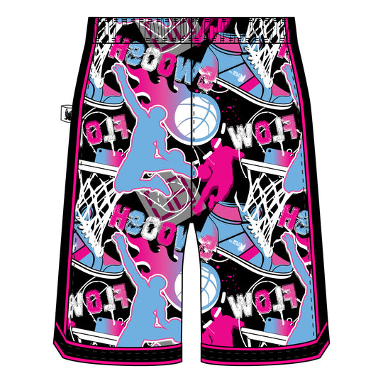 Boys Flow Neon Swoosh Basketball Trim Short