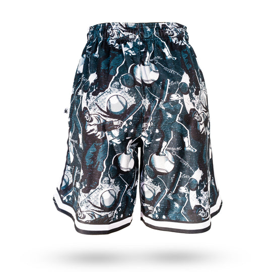 Mens Black & Silver Swing Batter Short