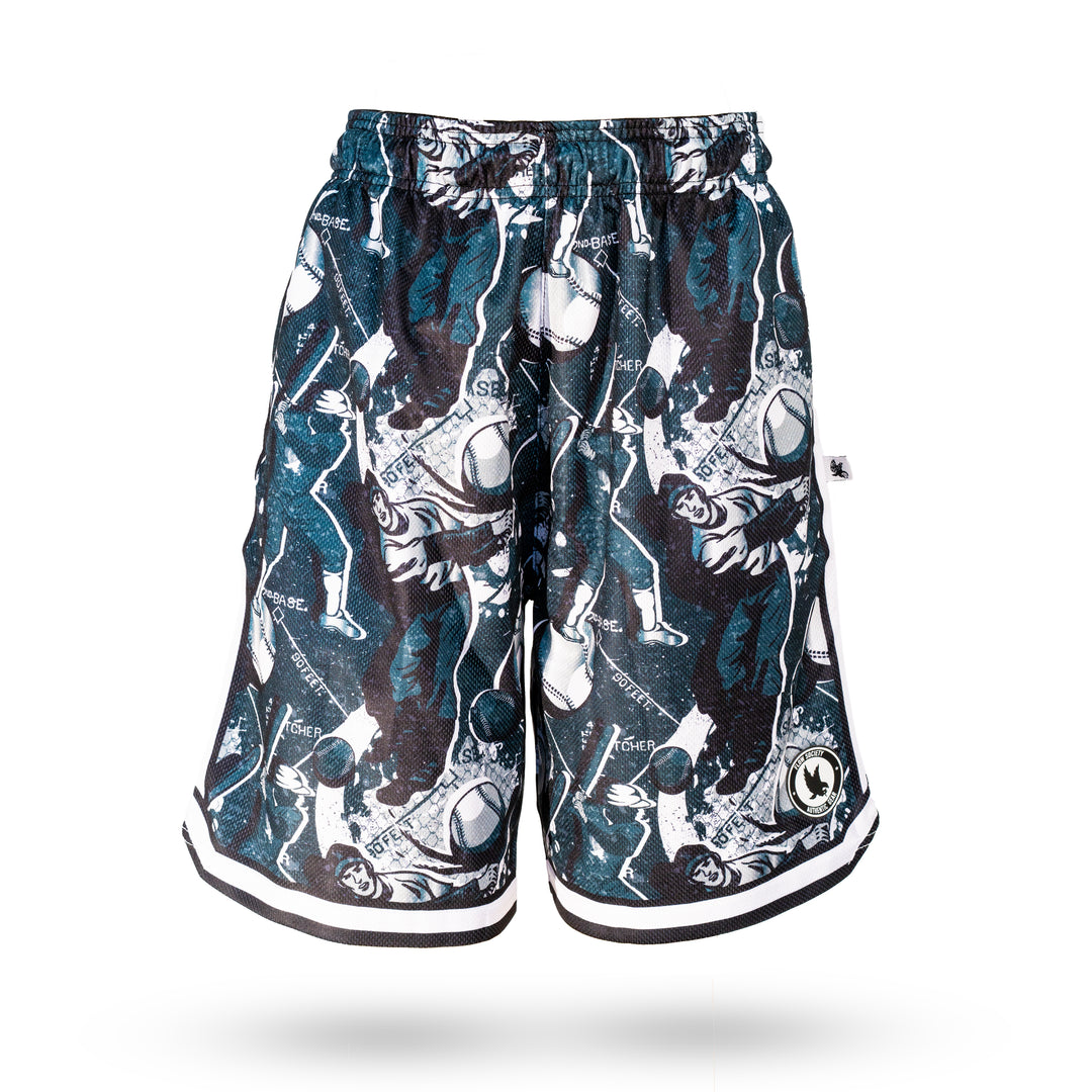 Mens Black & Silver Swing Batter Short