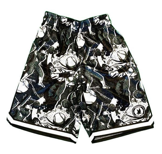 Boys Black & Silver Swing Batter Short