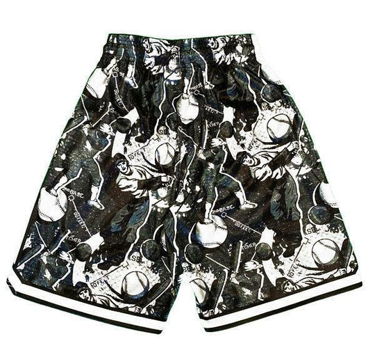 Mens Black & Silver Swing Batter Short