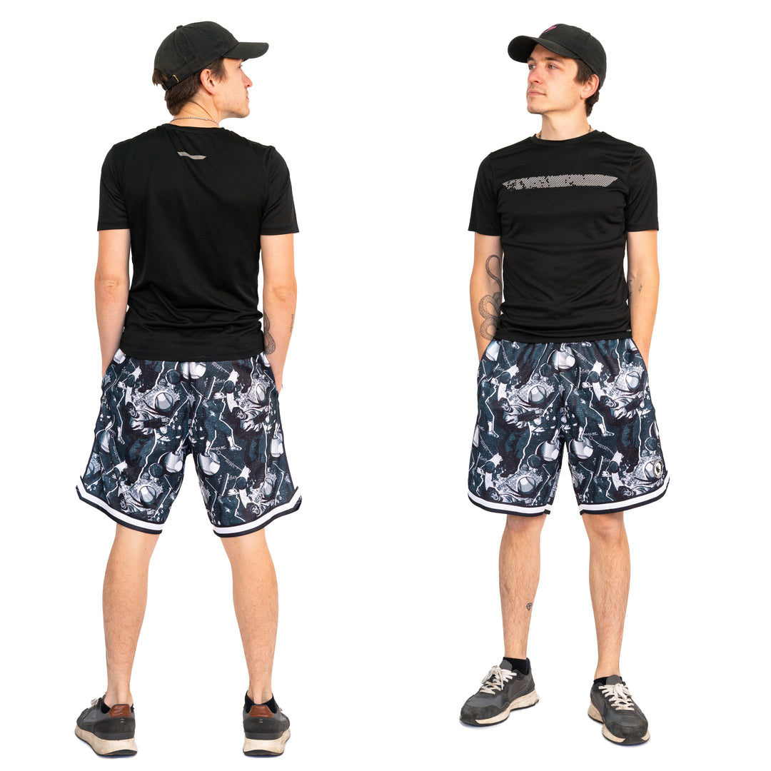 Mens Black & Silver Swing Batter Short