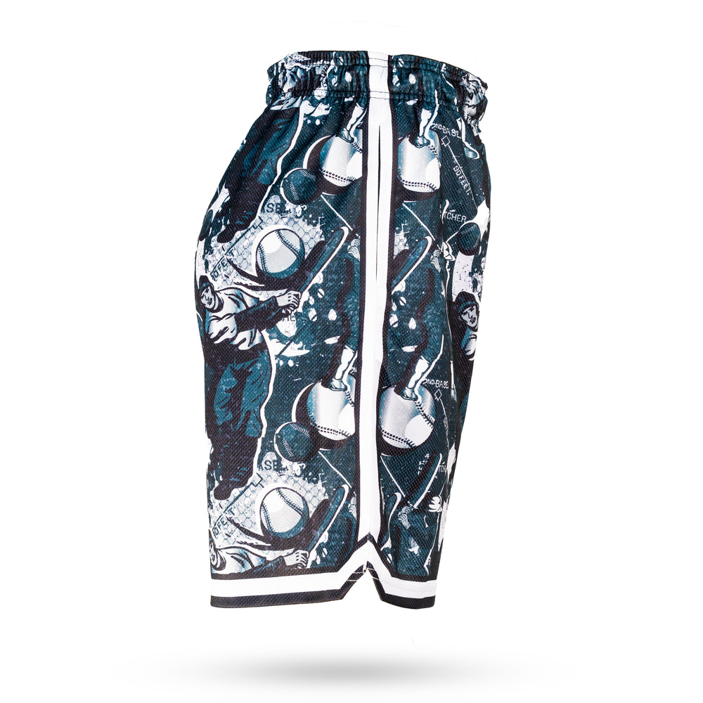 Mens Black & Silver Swing Batter Short