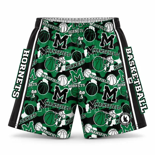 Boys & Mens Mansfield Hornets Basketball 5 inch Short
