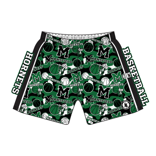 Boys & Mens Mansfield Hornets Basketball Short Multi - Mid-length