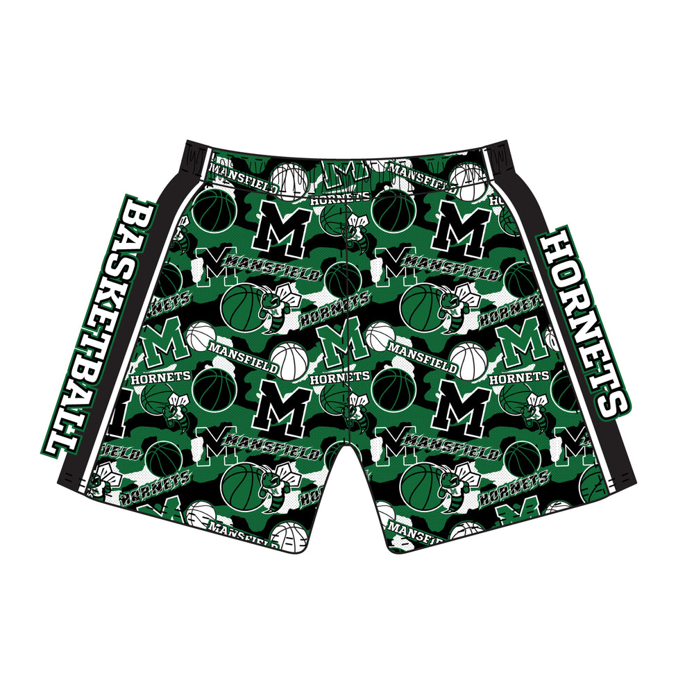 Boys & Mens Mansfield Hornets Basketball Short Multi - Mid-length