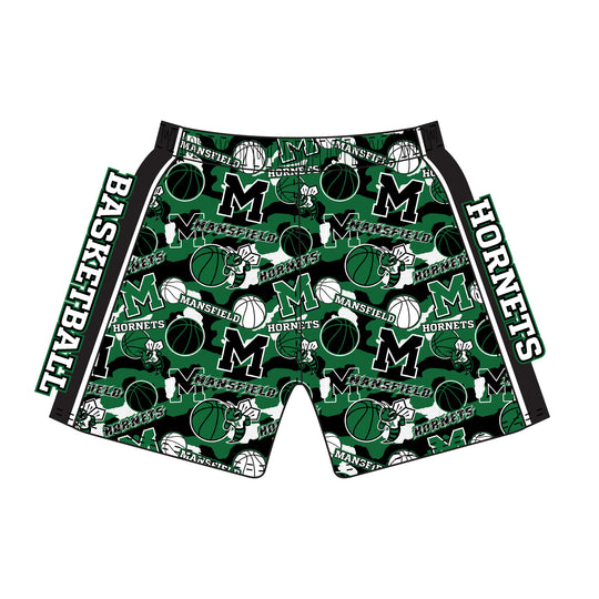 Boys & Mens Mansfield Hornets Basketball Short Multi - Mid-length