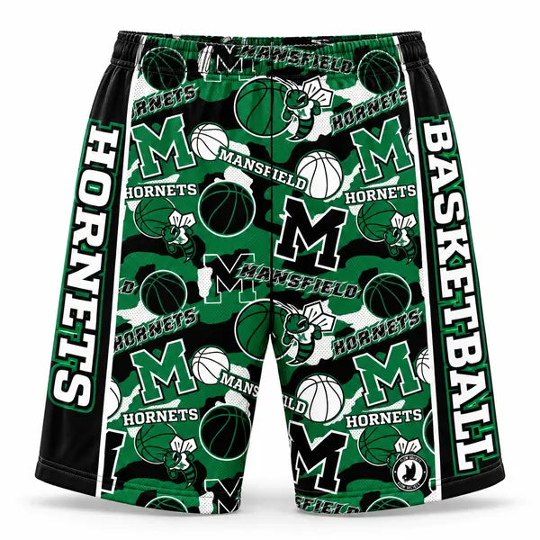 Boys & Mens Mansfield Hornets Basketball Short Multi