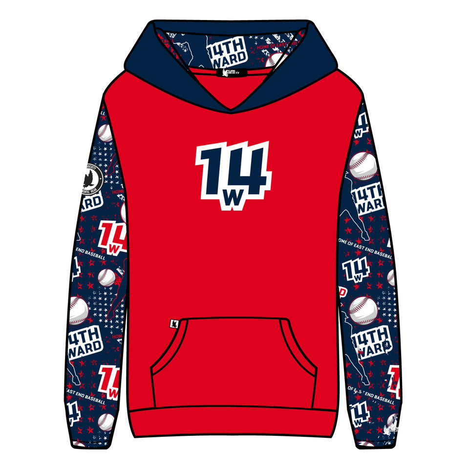 Youth & Adult 14th Ward Baseball Red Hoodie