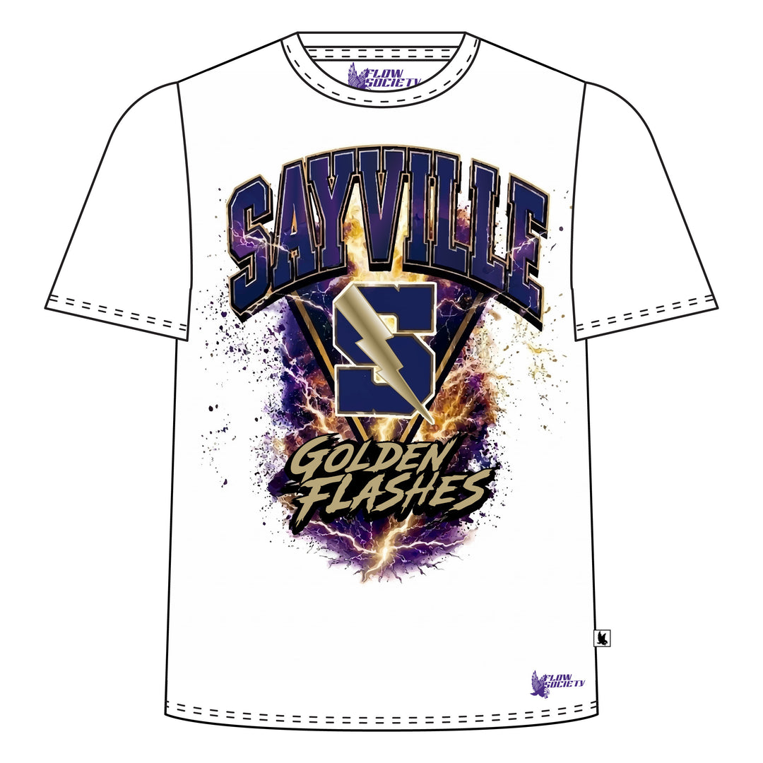 Youth & Adult Sayville Golden Flashes White Tee Shirt