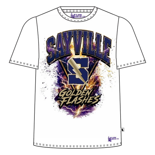 Youth & Adult Sayville Golden Flashes White Tee Shirt