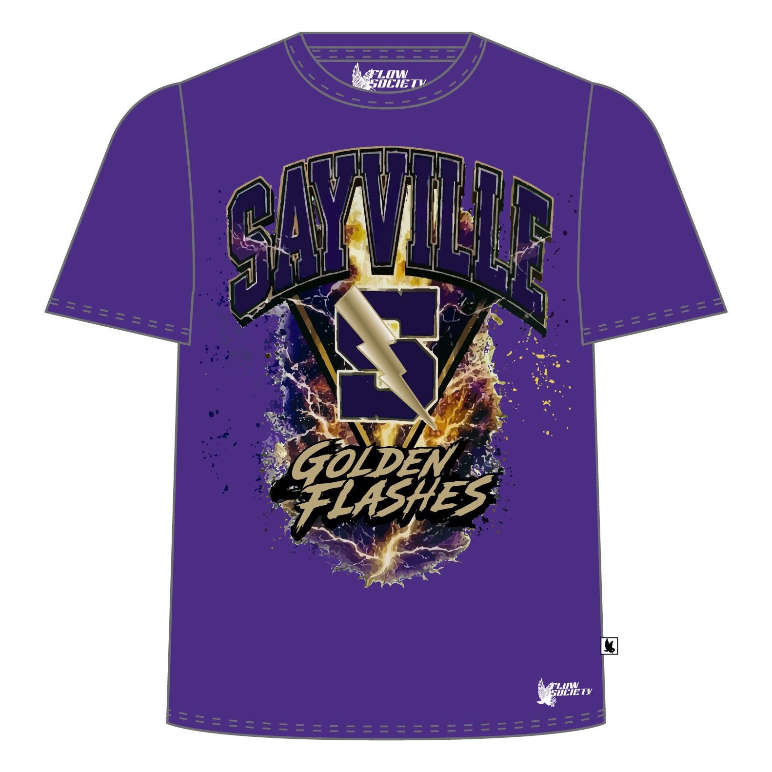 Youth & Adult Sayville Golden Flashes Logo Tee Shirt - 4 colors!