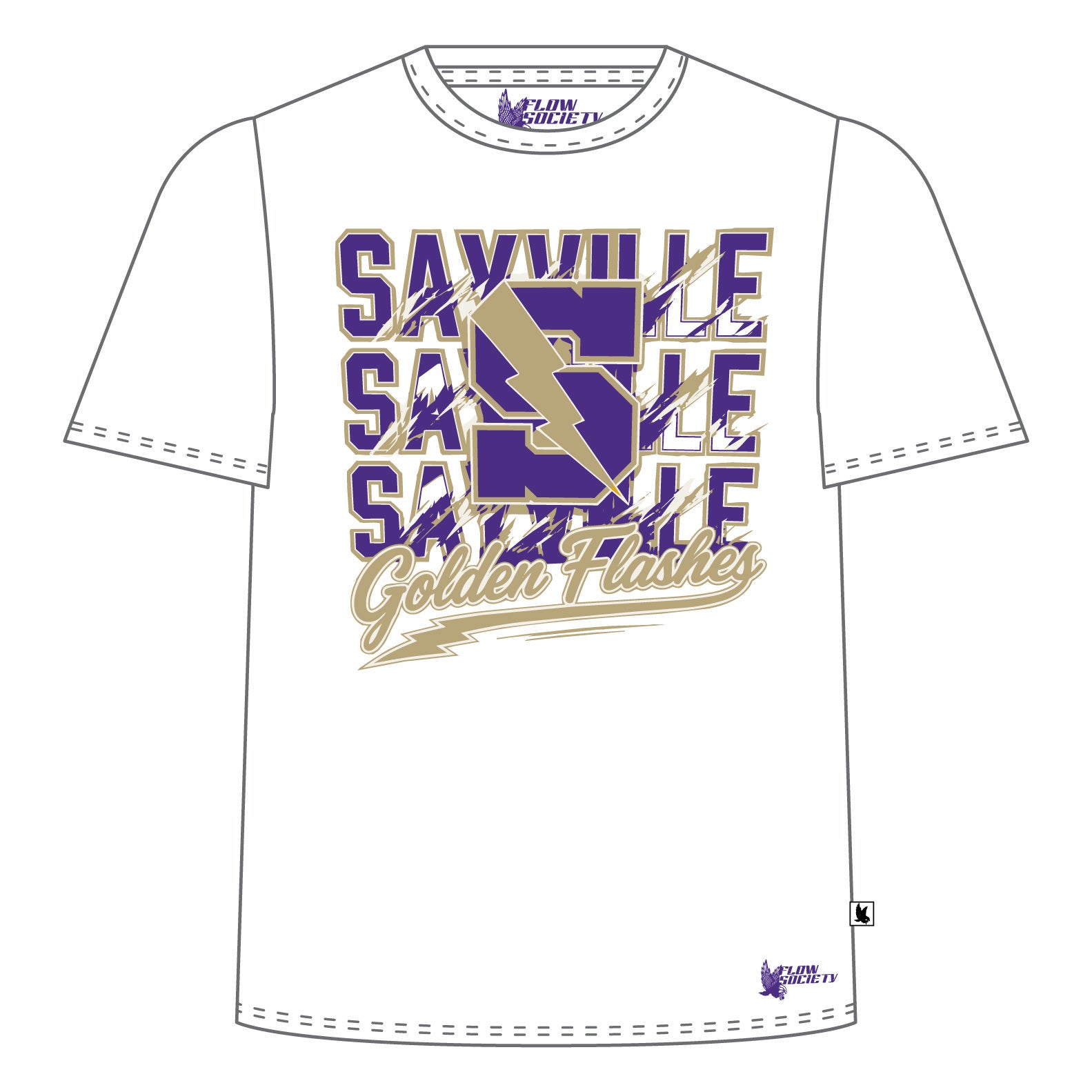 Youth & Adult Sayville Golden Flashes Name Tee Shirt - 4 colors!