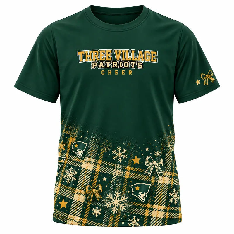 Youth & Adult Three Village Patriots Cheer Holiday Tee Shirt