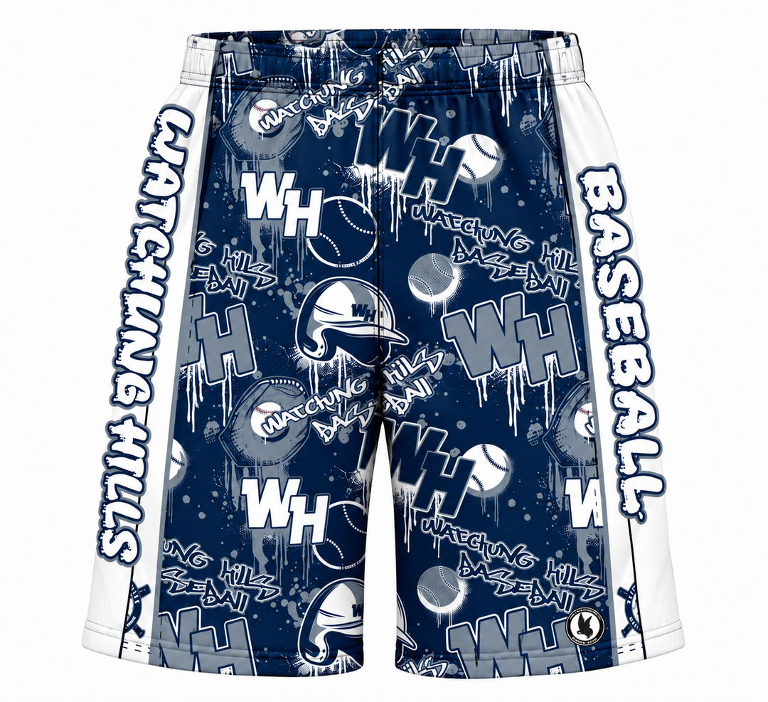 Boys & Mens Watchung Hills Baseball Graffiti Drip Double Mesh Short
