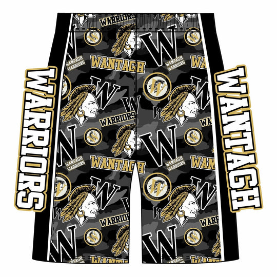 Boys & Mens Wantagh Warriors Camo 7 inch (Boys) 8 inch (Mens) Short
