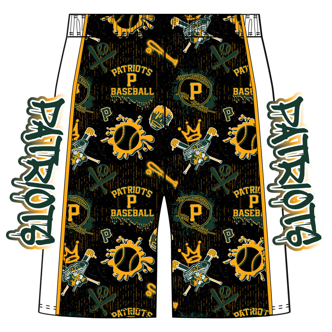 Boys & Mens Three Village Patriots Baseball Graffiti Short - 2 lengths