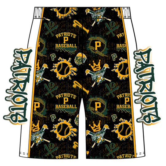 Boys & Mens Three Village Patriots Baseball Graffiti Short - 2 lengths