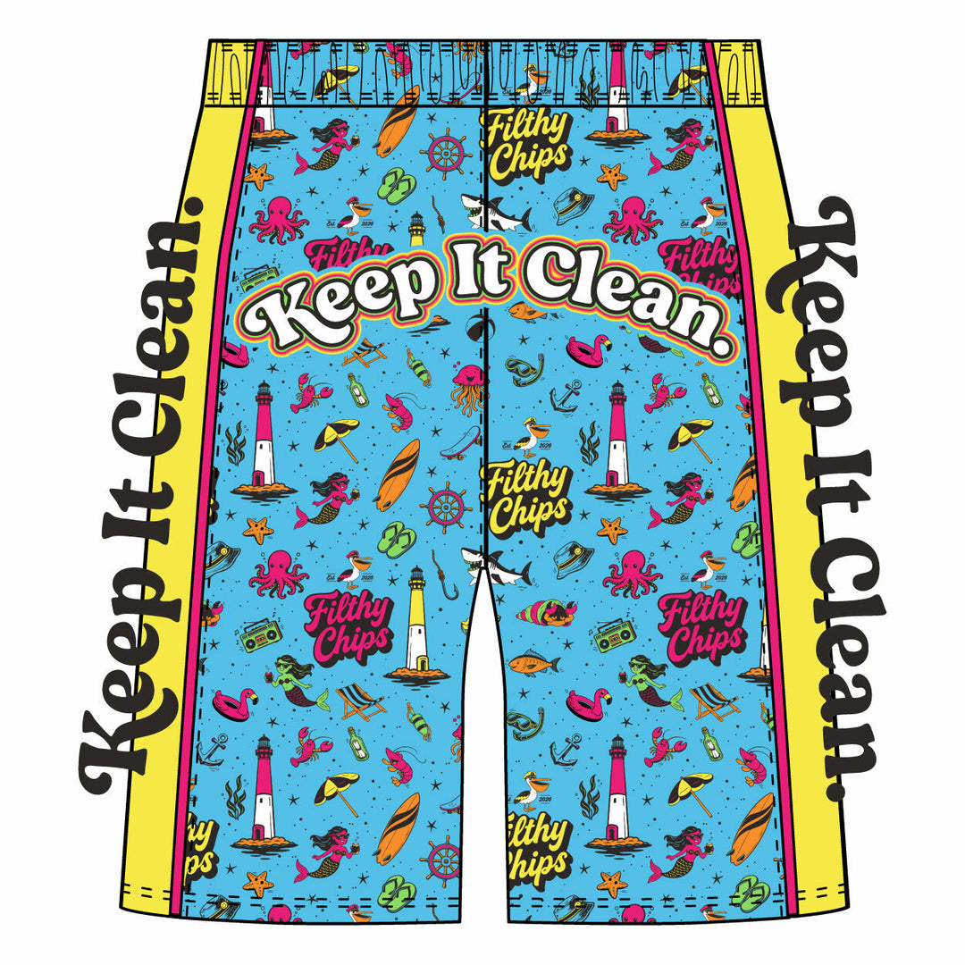 Youth & Adult Filthy Chips × Flow Society “Keep It Clean” Shorts - 2 lengths!
