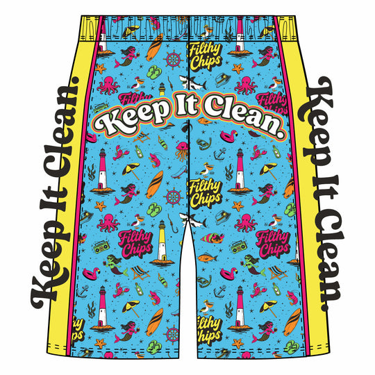 Youth & Adult Filthy Chips × Flow Society “Keep It Clean” Shorts - 2 lengths!