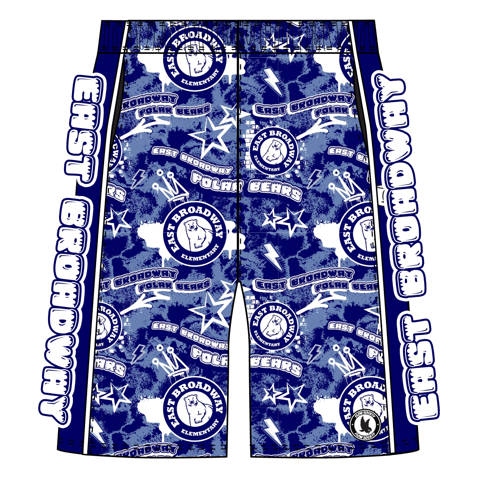 Boys & Mens East Broadway Polar Bears Splatter Short - 2 lengths!