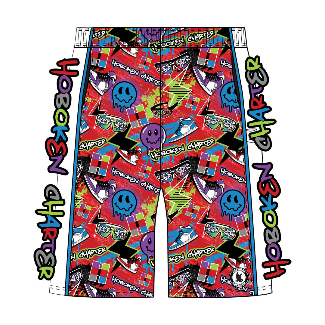 Boys & Mens Hoboken Charter Splatter Graffiti Short - 2 lengths