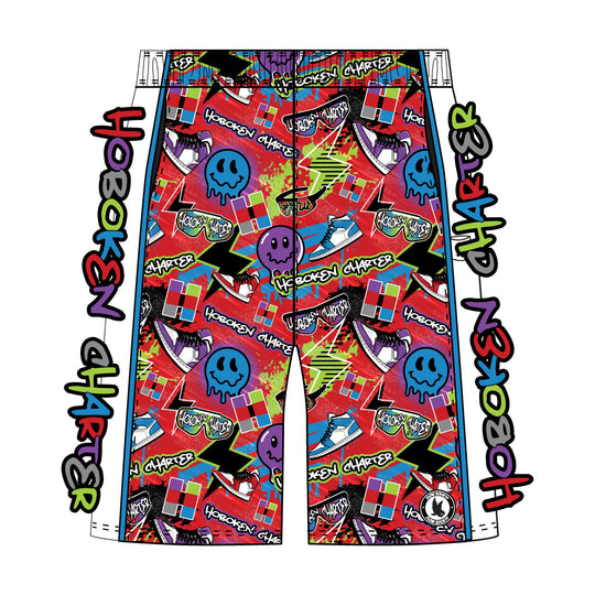 Boys & Mens Hoboken Charter Splatter Graffiti Short - 2 lengths
