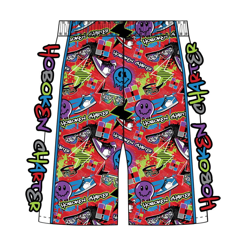 Boys & Mens Hoboken Charter Splatter Graffiti Short - 2 lengths