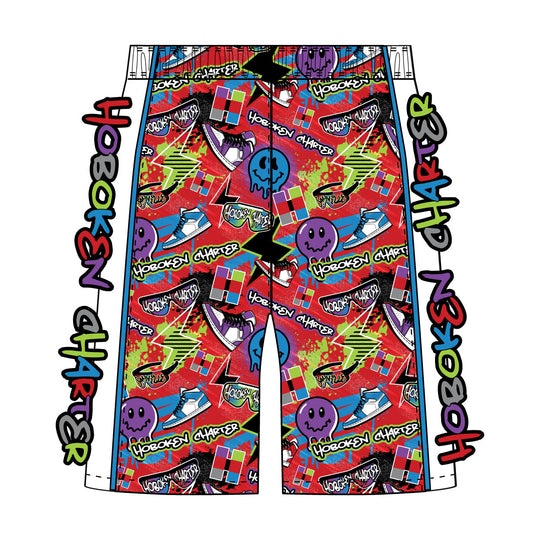 Boys & Mens Hoboken Charter Splatter Graffiti Short - 2 lengths