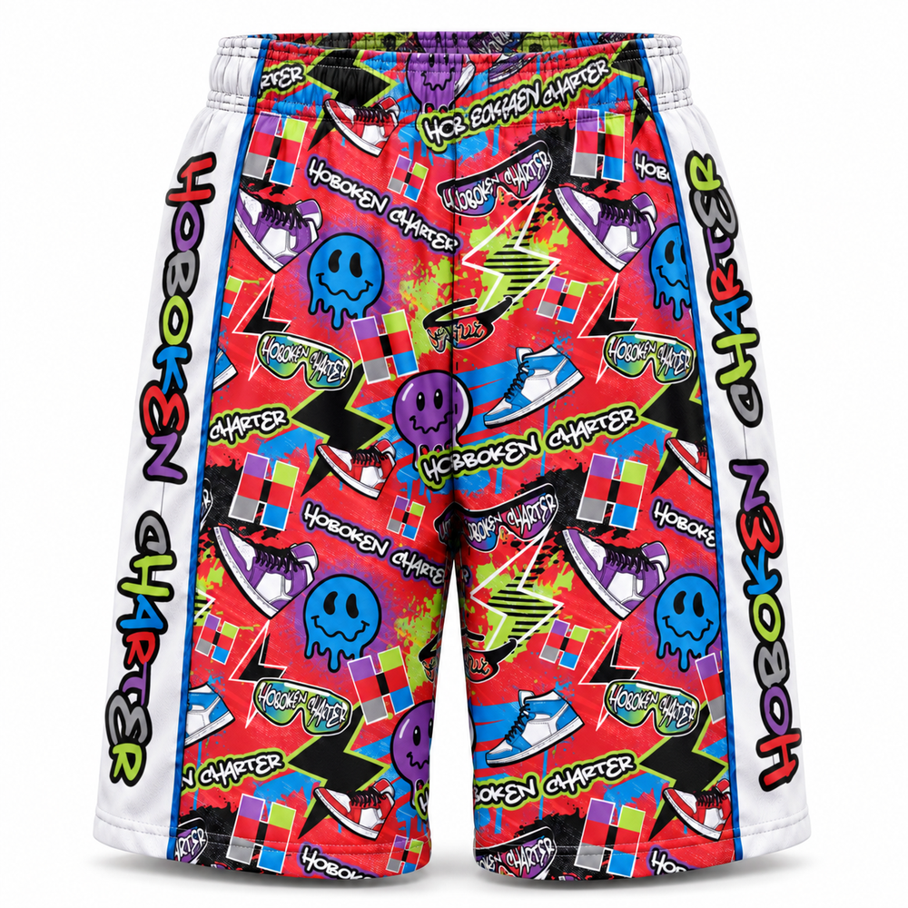 Boys & Mens Hoboken Charter Splatter Graffiti Short - 2 lengths