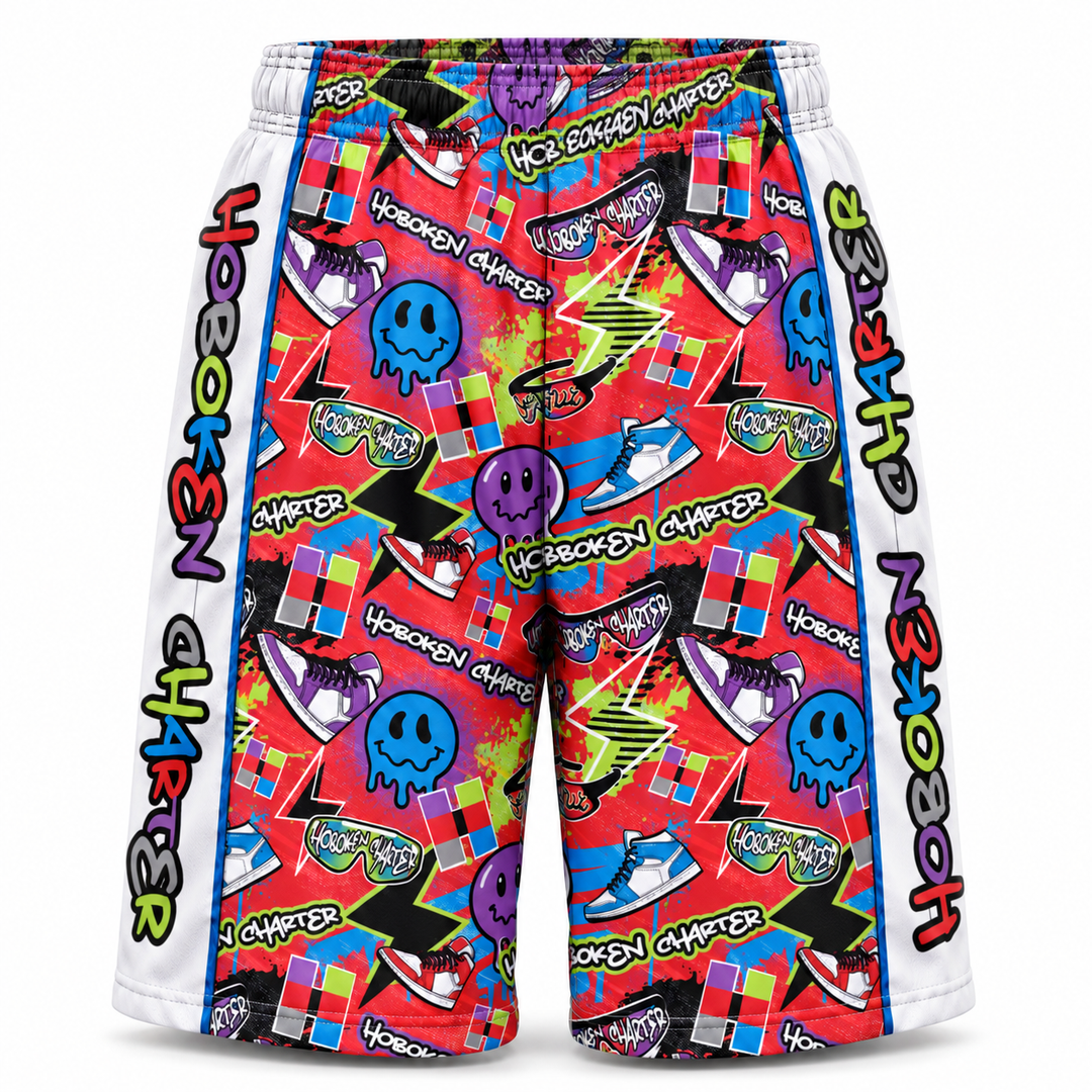 Boys & Mens Hoboken Charter Splatter Graffiti Short - 2 lengths